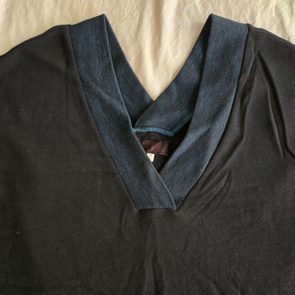 Lou & Grey Black Blue Sleeveless Sweater Dress Tunic Deep V Neck EB2 - Picture 2 of 9